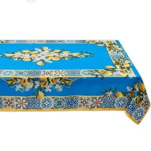 Blue & Yellow Lemon Print Tablecloth - Home Dining